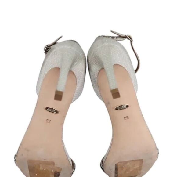 Badgley Mischka Shoes Womens 8.5 Sandal Pumps Ankle Strap Formal Rhinestone Grey - Picture 11 of 16